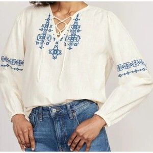 NWT Old Navy Poet Embroidered Blouse Size XXL